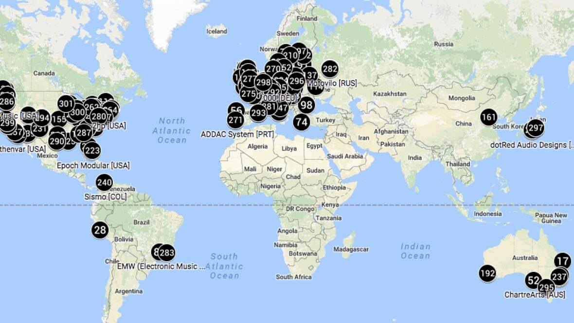 Browse This World Map For Worldwide Eurorack Module Manufacturers