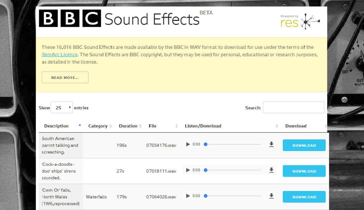 Browse A List Of 16,000 Free Sound Effects From The BBC
