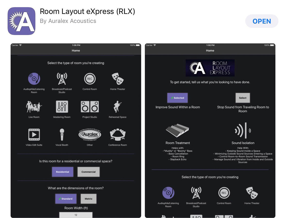Auralex Acoustics Offers Standalone App RLX: Room Layout eXpress